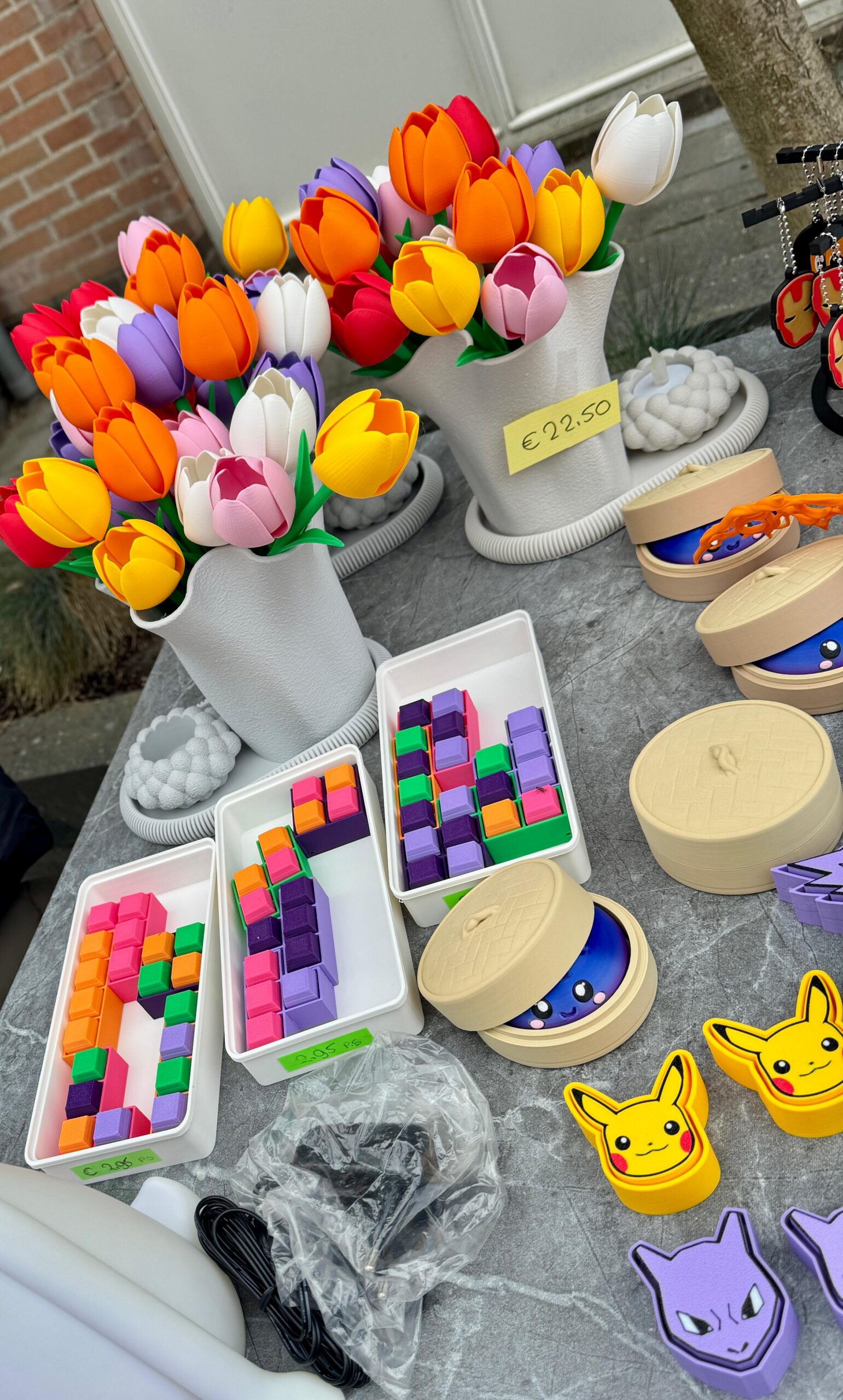 3D-geprinte tulpen en Pokémon items