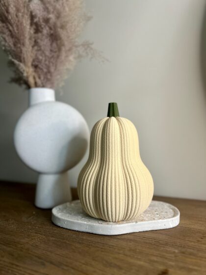 3D geprint flespompoen beeldje in crème met groene steel